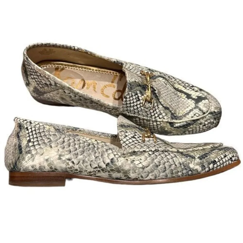 Sam Edelman Women's Loraine Bit Loafers Snakeskin Printed Black/Grey Size 6.5 - Picture 2 of 9